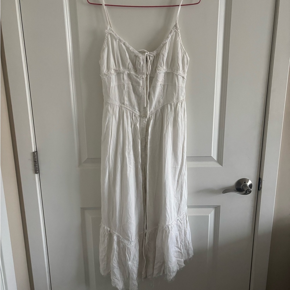 Urban Outfitters White Mila Button-Down Midi Dress
